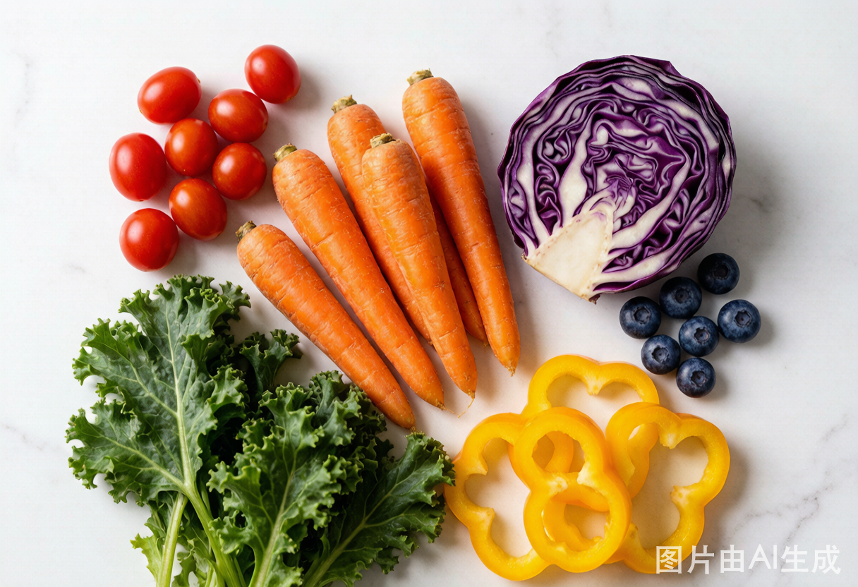 多彩天然食物排列